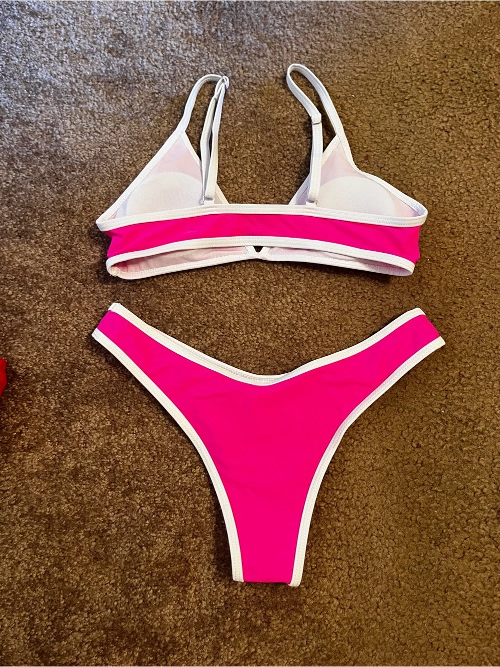 SHEIN Hot Pink Bikini with White Trim